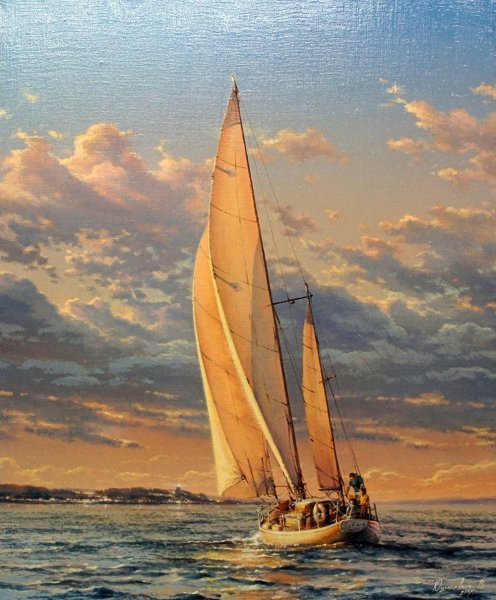 Море, яхта, Парус... Художник Юшкевич Виктор