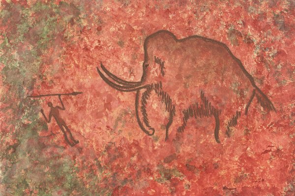 Наскальный рисунок мамонта первобытного человека