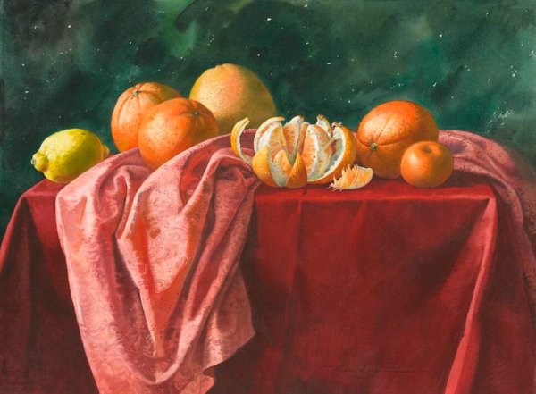 Этюд драпировки акварелью