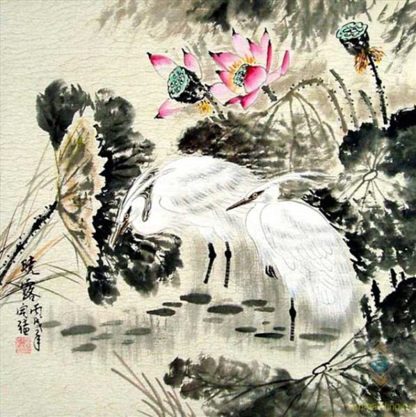 Китайская Акварельная живопись горы