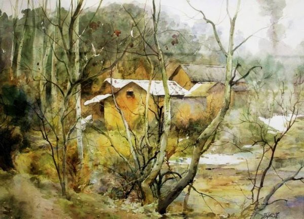 Акварель пейзаж Англия