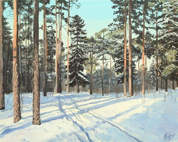 Зимние пейзажи художник Олег Кангин