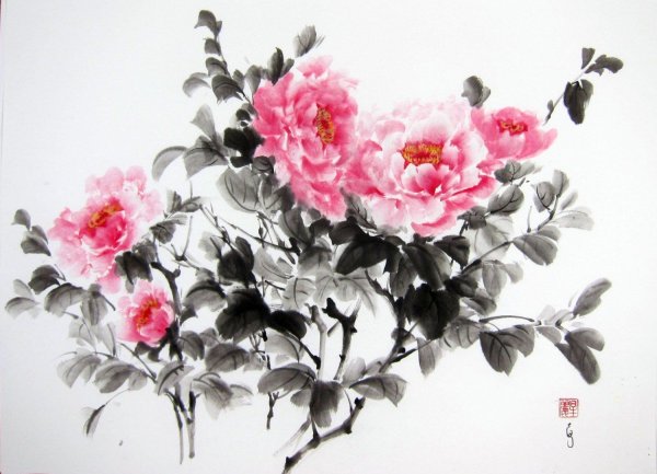 Древовидный пион китайская живопись