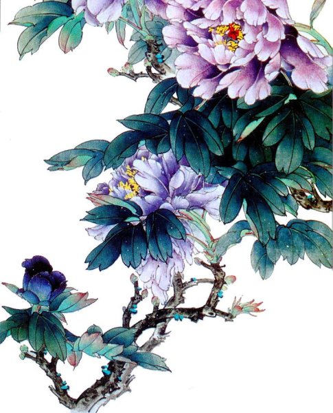 Голубые пионы в китайской живописи