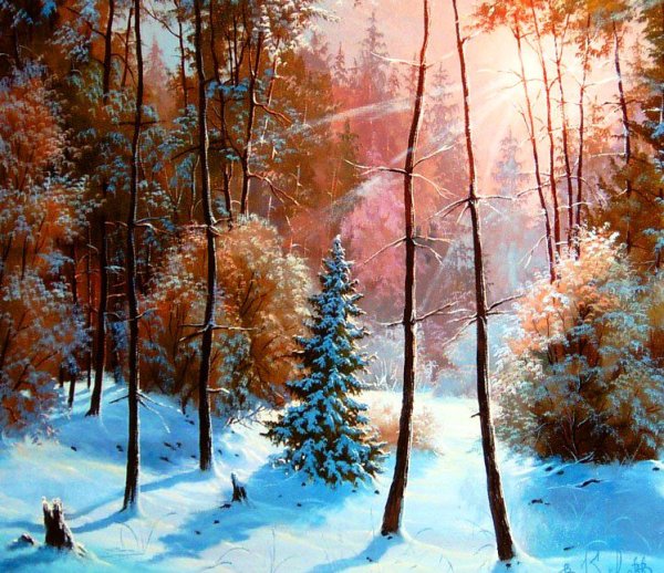 Художник воробьёв Владимир Викторович __ "зимний вечер на Заимке".
