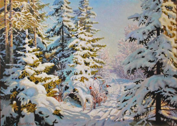 Зима художник Николай Мошков зима