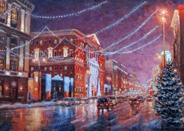 Игорь Разживин художник снег на Волхонке