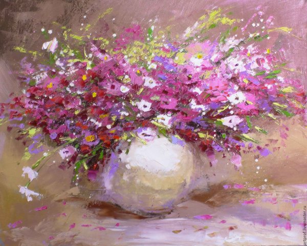 Цветы маслом
