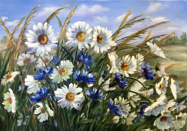 Ромашки живопись