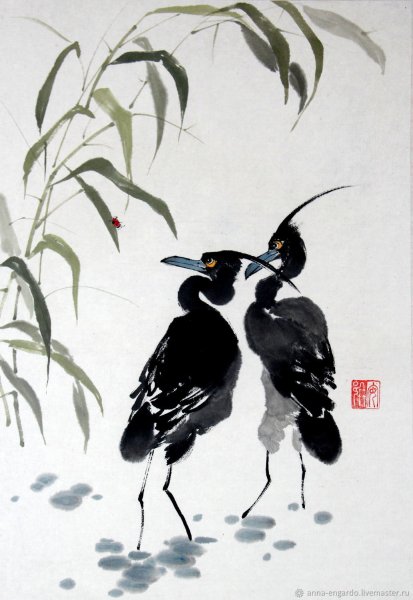 Цапля в китайской живописи