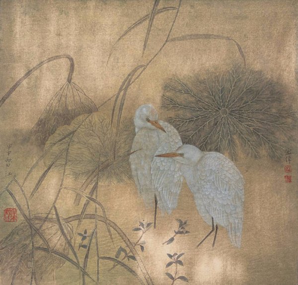 Китайская живопись Журавли