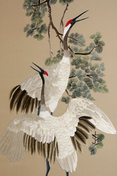 Цапля японская гравюра