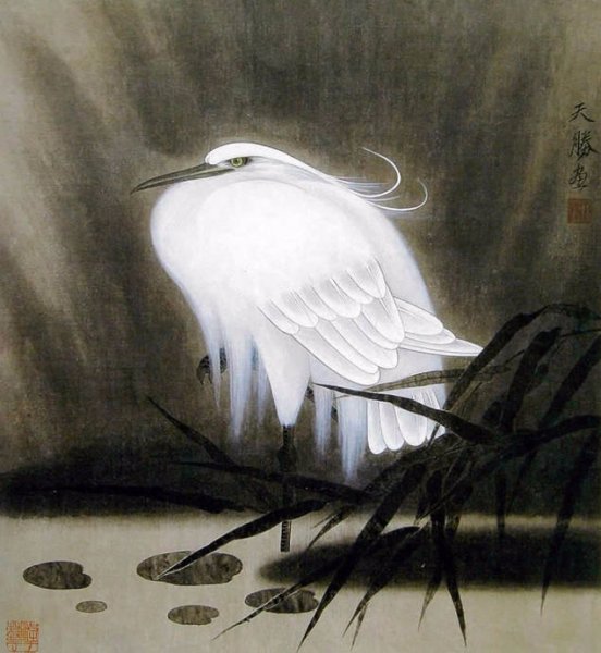 Журавл живопись Япония