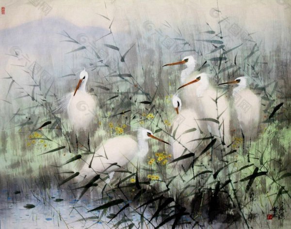 Цапля в китайской живописи