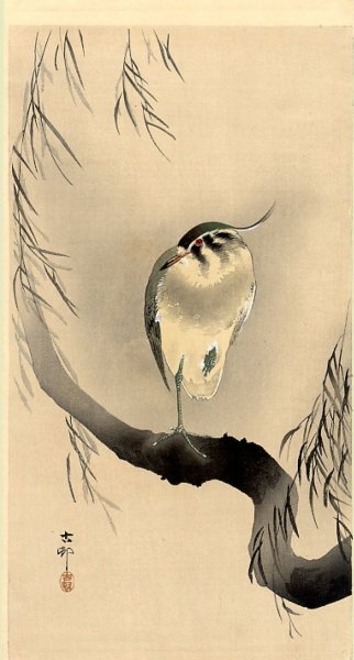 Цапля японская гравюра