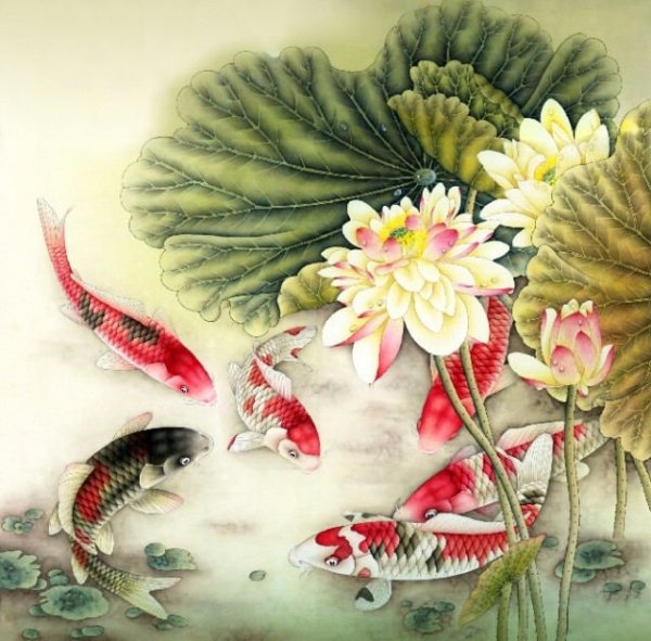 Китайская живопись гохуа рыбы
