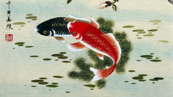 Китайская живопись гохуа карпы