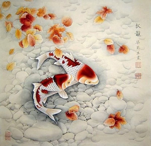 Китайская живопись карпы кои