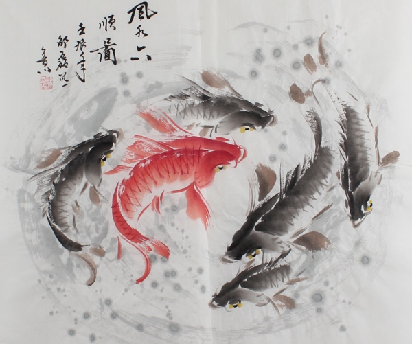 Китайские карпы рисунок фен шуй