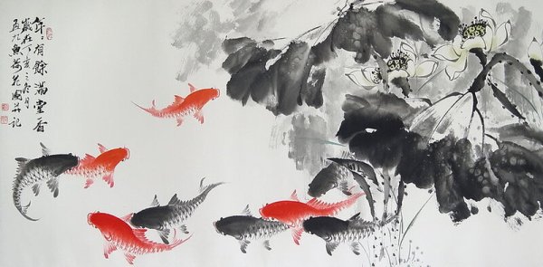 Китайская живопись гохуа рыбы