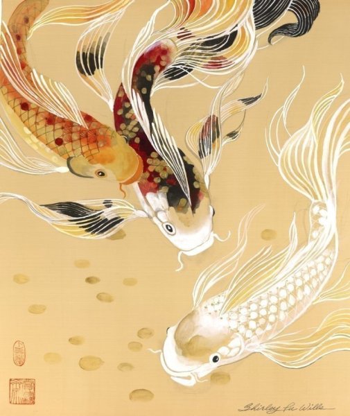 Японские карпы кои в живописи