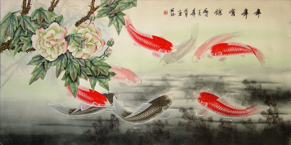 Китайские карпы рисунок фен шуй