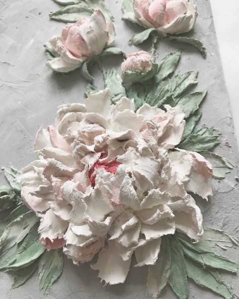 Объемные цветы из шпаклевки