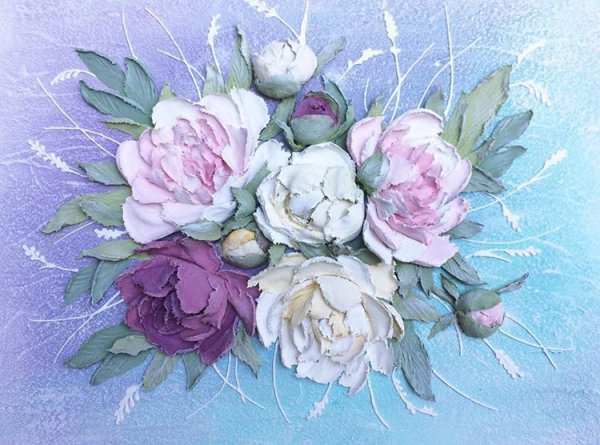 Скульптурная живопись пионы мастер класс