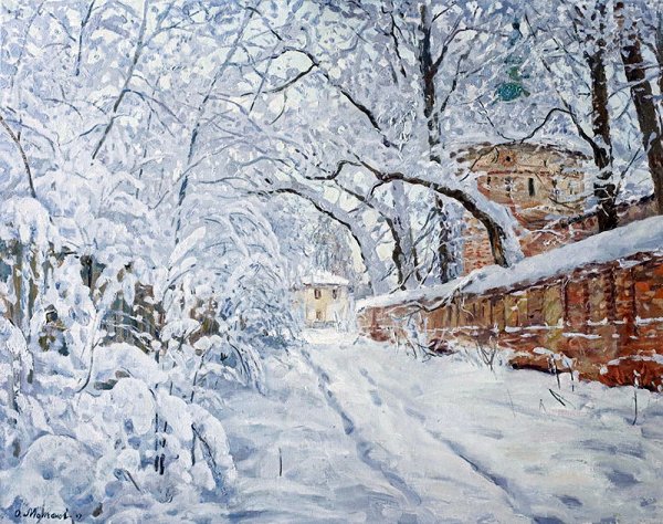 Художник Игорь Разживин снежные городские пейзажи