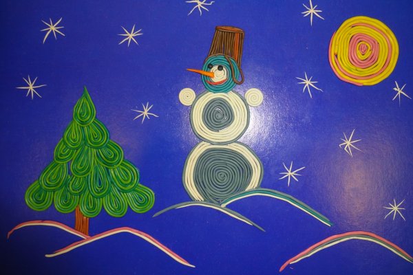 Снеговик живопись