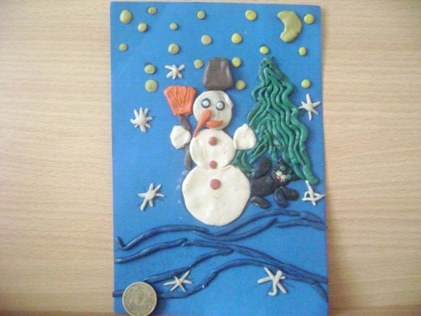 Пластилинография на тему нового года