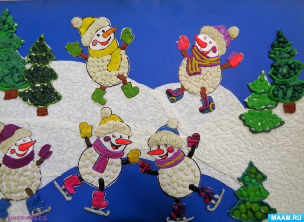 Пластилинография на тему зима