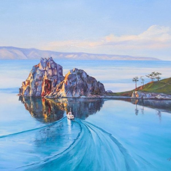 Скала Шаманка Байкал живопись