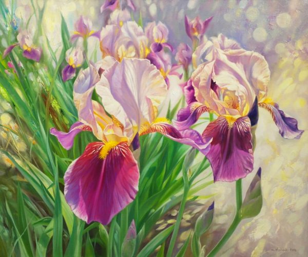 Акварель ирисы Альберто Гильен