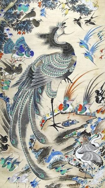 Феникс Луань-Няо древняя китайская гравюра