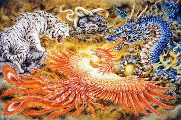 Дракон тигр черепаха Феникс