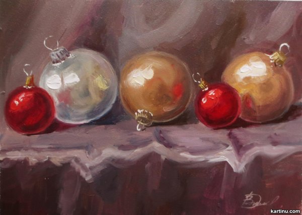 Новогодний натюрморт живопись