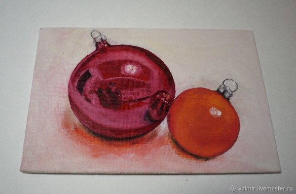Живопись новогодние шары акварелью