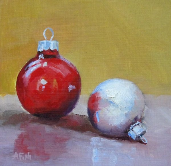 Елочный шар акварелью