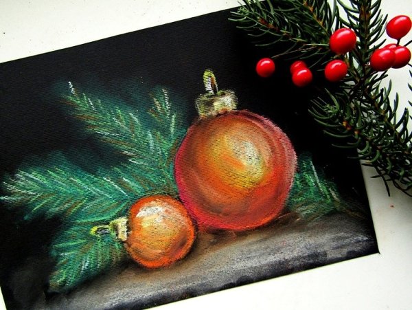 Елочные игрушки с пейзажами