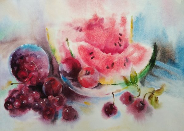 Натюрморт акварелью Аля Прима