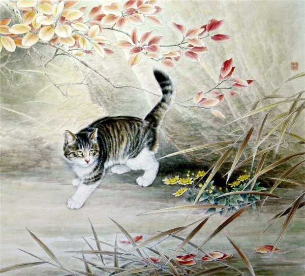 Китайская живопись Сеи кошки