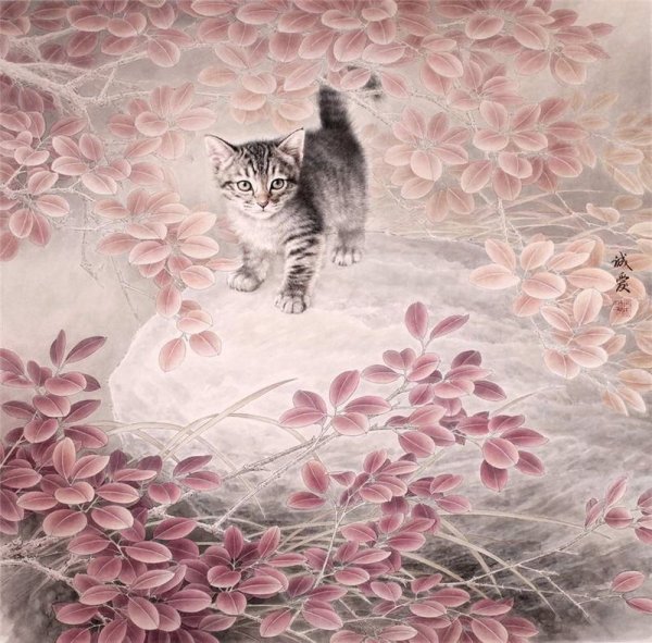 Кот китайская живопись