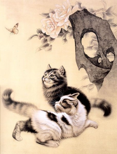 Кошки в японской живописи