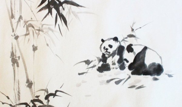 Гохуа китайская живопись Панда