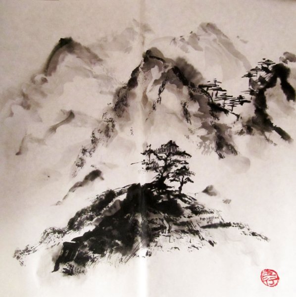 Японская живопись бабочка гохуа