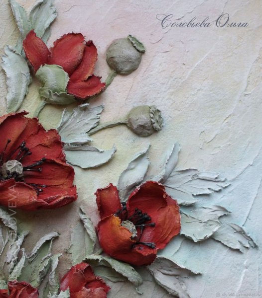 Объемные цветы из декоративной штукатурки