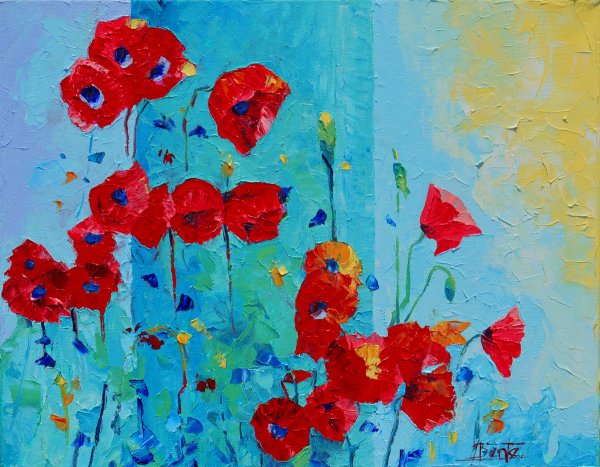 Картина маки из пластилина