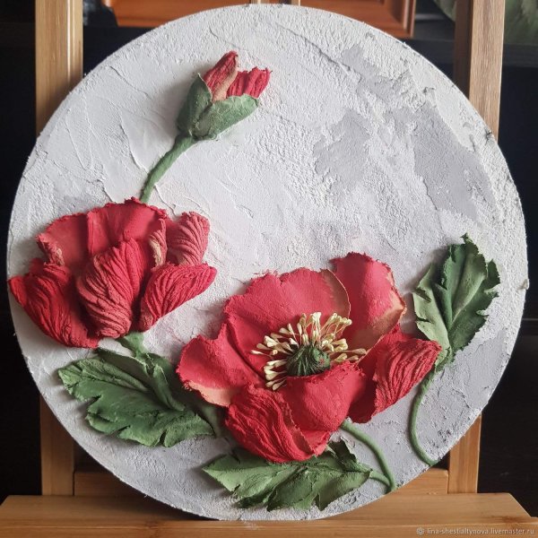 Панно цветы из глины