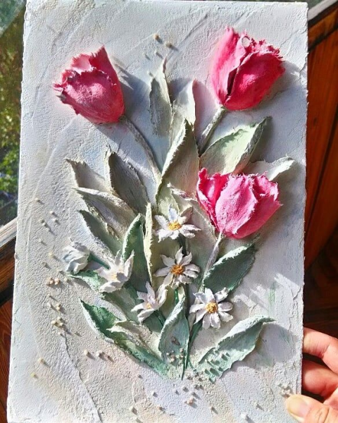 Скульптурная живопись мелкие цветы